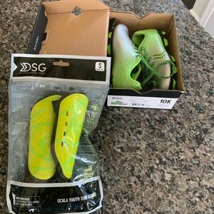 Boys cleats and shin guards